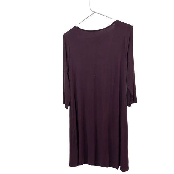 Eileen Fisher Plum Purple Drape Neck Y2K 3/4 sleeve Mini Dress Size XS Bratz - Picture 6 of 11